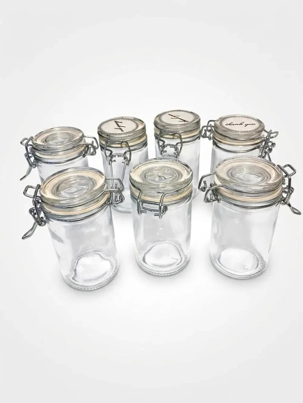 Spice Jars Set of 7 Clear Glass Airtight Hinged Lid 3